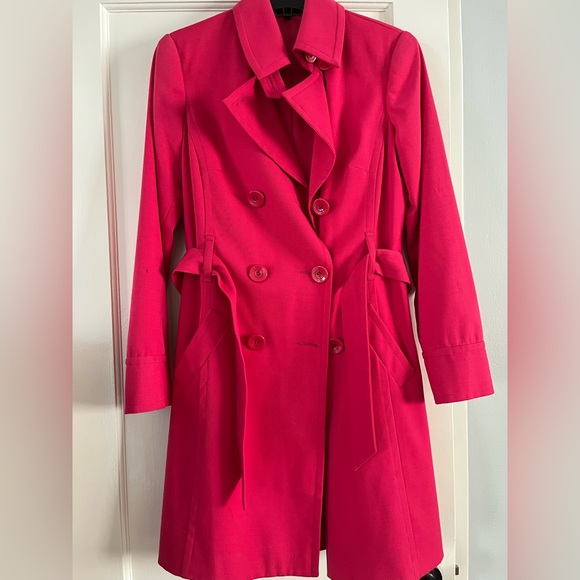 GETADME 2025 Women Hot Pink Trench Coat Casual Mid Long Overcoat Lapel Open Front Cardigan Outwear Woolen Boot Winter Jackets for Women